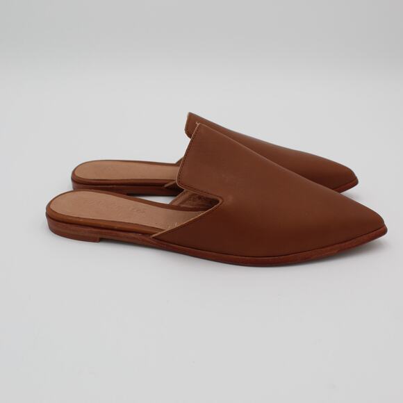 Madewell Gemma Mule Womens 7.5 Brown Leather Pointed Toe Slip On Flat Shoes - Picture 1 of 8